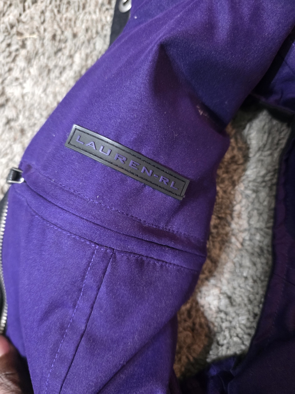 Lauren Ralph Lauren Black Quilted Puffer Vest with Purple Lining - Picture 4 of 4